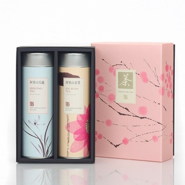嶢陽茶行 花采雙高罐禮盒 阿里山烏龍＋阿里山金萱 散茶 茶葉 (共95克入) 繽紛彩罐