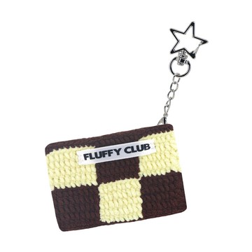 棋盤格編織卡夾 方格紋零錢包