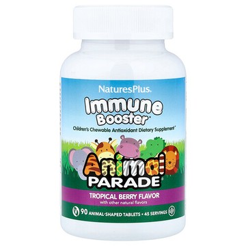 NaturesPlus, Animal Parade®，機體抵抗加強劑，熱帶漿果味，90 片動物造型片