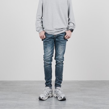 【AMERO】男女款 虎斑刷色 彈性牛仔褲