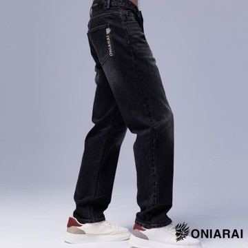 鬼洗 BLUE WAY – 757大理石丹寧中腰黑牛仔直筒褲