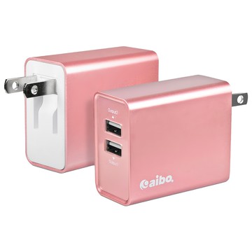 aibo USB雙輸出高效能充電器 AC100-240V 4.8A  玫瑰金  1個