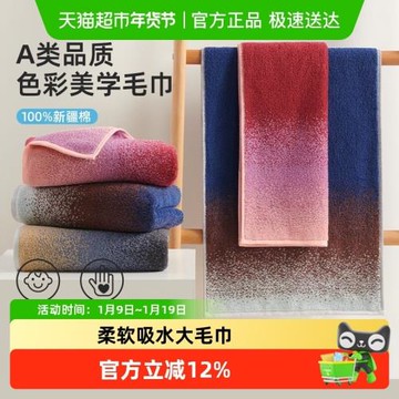潔玉漸變色純棉毛巾A類洗臉家用男女全棉吸水柔軟親膚洗澡巾