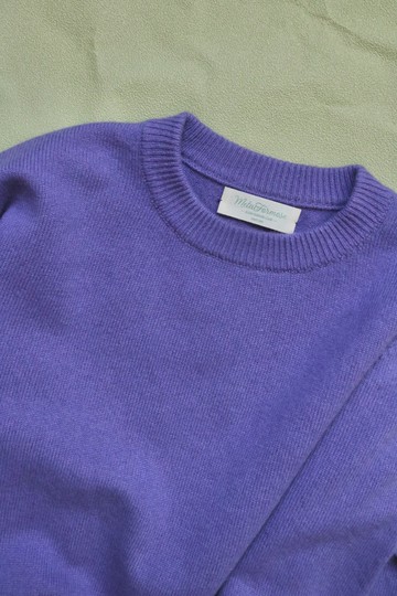 圓領100%喀什米爾山羊絨羊毛毛衣 - 普利亞紫
