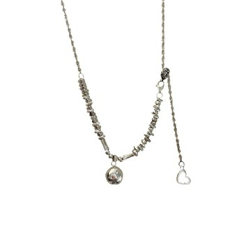 【巴黎精品】現貨+預購 925純銀項鍊圓珠鎖骨鍊-設計感碎銀愛心流蘇女飾品a1br31