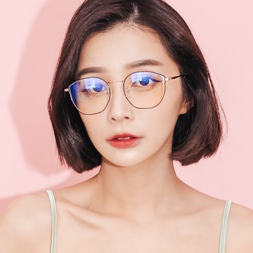 【ALEGANT】法式優雅復古輕量鈦金屬質感縷空貓眼鏡框UV400濾藍光眼鏡