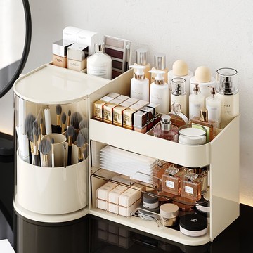 化妝品收納梳妝臺收納盒護膚品桌面口紅防塵大容量抽屜式置物架 z8092