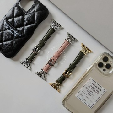 Apple Watch | 訂製感 | 軟真皮不鏽鋼金屬鋼環錶帶