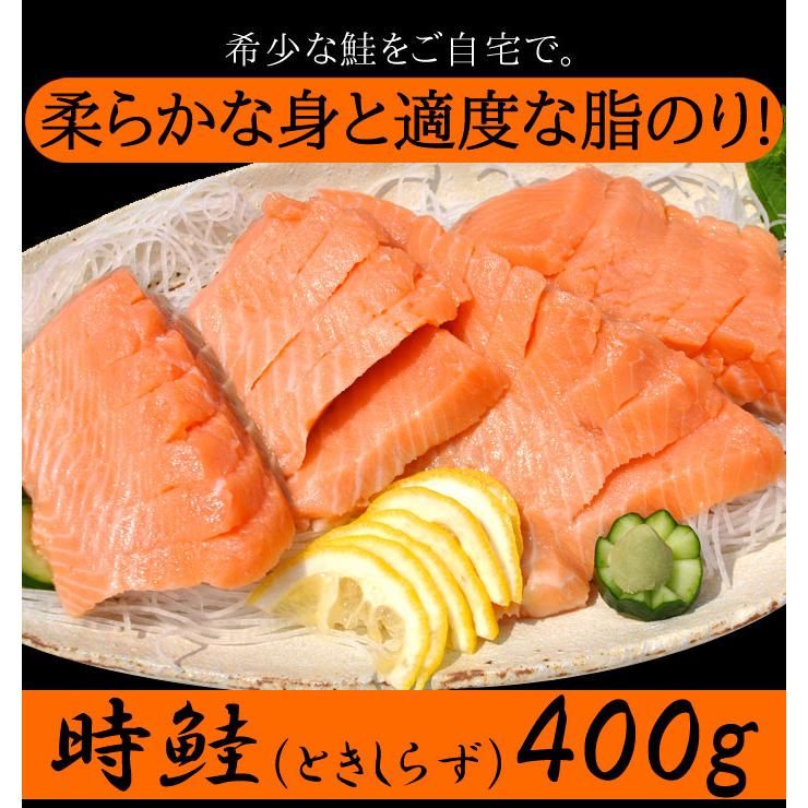 知床産時鮭刺身 400g 希少な鮭をご自宅で 通に人気の時鮭 程よく乗った脂ととろける食感