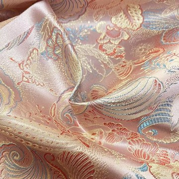 粉織錦緞萬物生絲綢布提花漢服服飾旂袍馬甲連衣裙麵料手工布料 CCIN