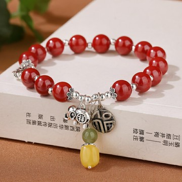 硃砂手鍊朱砂手串-9mm吉象925純銀蜜蠟女飾品74fq25【獨家進口】【米蘭精品】