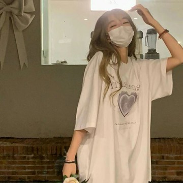 純棉oversize短袖t恤女ins寬松2022慵懶風甜酷學生半袖復古上衣潮