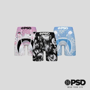 【PSD Underwear 官方旗艦店】3件組- 平口四角褲 -鯊魚臉
