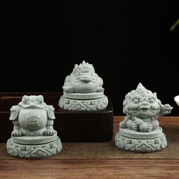 創意青砂石旋轉貔貅茶寵擺件精品可養金蟾茶玩茶桌家居裝飾品