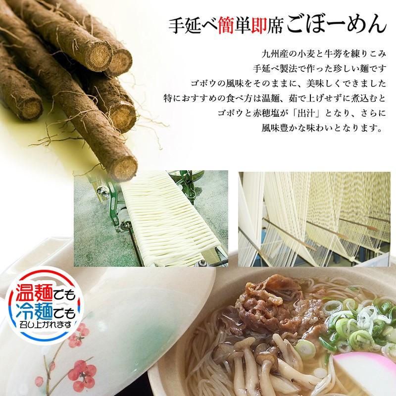 乾麺 野菜麺 ゴボウ麺 牛蒡練りこみ手延べ麺 2人前×2パック 送料無料（熊本産小麦使用）