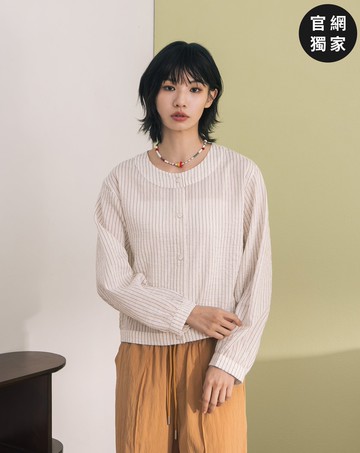 ➤涼感天絲條紋開襟上衣(兩色)