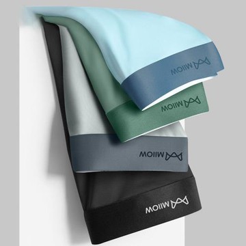 貓人男士冰絲內褲平角褲衩學生雙層內檔透氣抗菌純色抗菌四角短褲