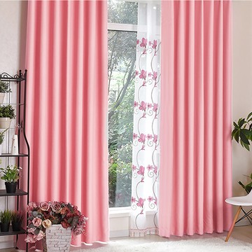 【小銅板-加厚純色遮光窗簾】寬130X高200-2片入-總寬260公分純色粉紅