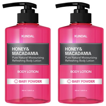 KUNDAL 昆黛爾 蜂蜜澳洲堅果保濕潤膚乳 Baby Powder  500ml  2瓶