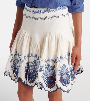 Agua by Agua Bendita Acai embroidered floral linen miniskirt