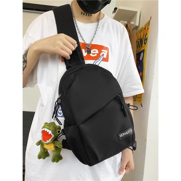 休閑胸包男士斜挎包女日系百搭單肩包男生運動挎包小眾背包帆布包