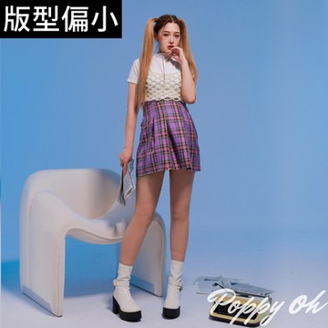 ANNSTAR 波痞Poppy聯名-穿搭焦點彈力貼腿厚底粗跟短靴8cm-白(版型偏小)