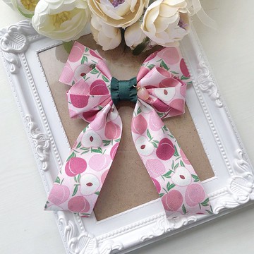 兒童小孩大款長尾蝴蝶結-香甜水蜜桃