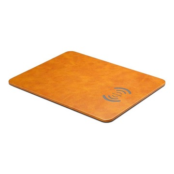 【iBRIDGE】10W+蘋果7.5W快充 Qi無線充電皮革滑鼠墊(IBW002)-琥珀棕