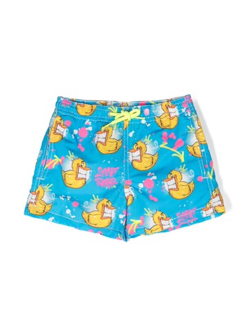 MC2 Saint Barth Kids - graphic-print swim shorts - kids - Polyamide/Elastane/Recycled Polyester - 10 yrs - Blue