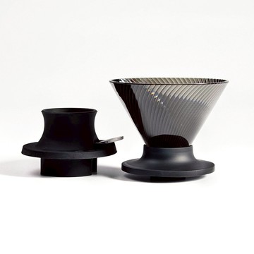 【HARIO】V60 NEO 樹脂濾杯02-黑色+聰明濾杯通用矽膠開關底座-黑色(副廠)