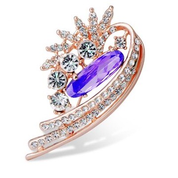 純銀胸針鍍18K金鑲鑽胸章-典雅水晶鳳仙花朵生日情人節禮物女飾品5色73gv23【獨家進口】【米蘭精品】