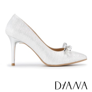 DIANA 輕奢蝴蝶結鑽飾尖頭高跟鞋 白色 # 56259