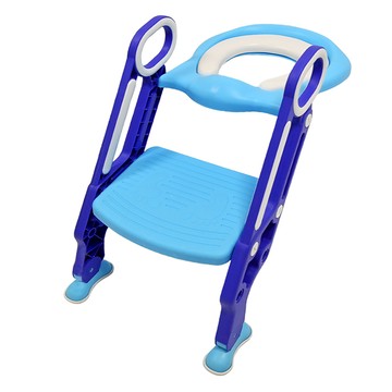 KiKimmy 兒童馬桶梯  兩段可調節踏板  腳底板防滑設計  PU防水軟墊  圓角邊緣不傷肌膚  藍色  1個