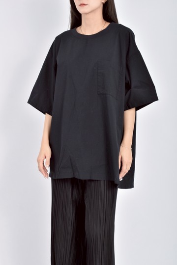 (2XL) muji棉質素面黑色短袖上衣