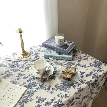 沐慕家居 棉麻桌布  150 x 100cm  青花瓷碎花  2條