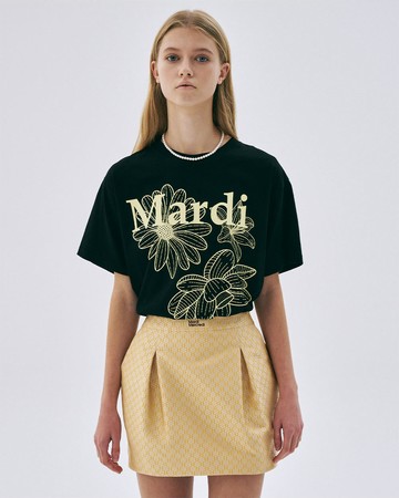 MARDI MERCREDI 三花印花短TEE 黑色 經典小雛菊 綠花 TSHIRT TRIPLE FLOWER