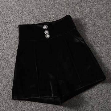 黑色金絲絨短褲女2024秋冬季新款高腰顯瘦A字闊腿褲打底外穿靴褲