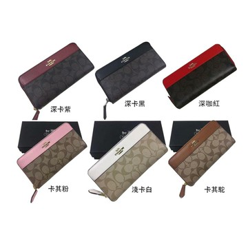 ~雪黛屋~COACH 長夾進口防水防刮皮革國際正版保證U型拉鍊包覆型主袋附品證購證塵套提袋等候10-15日C768731