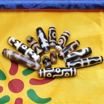 圣飾奇緣 牙黃九眼天珠天然西藏真品掛繩鎖骨項鏈男手串女轉運珠