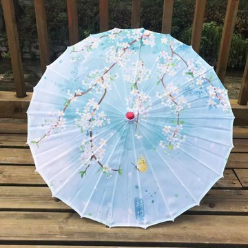 印花綢布傘舞蹈傘表演走秀專用傘古風復古防曬漢服道具傘仿油紙傘 z7312