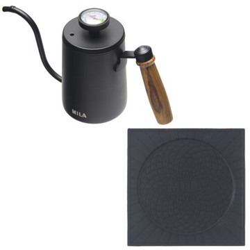 MILA 木柄鶴嘴不鏽鋼手沖壺附刻度600ml 加 MILA溫度計(贈專用隔熱墊)