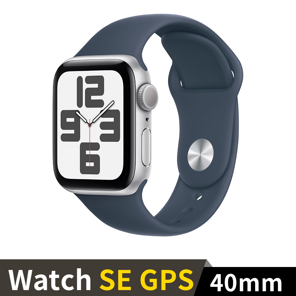 Apple Watch SE 2023 GPS 40mm 銀鋁錶殼配風暴藍運動錶帶(S/M)價格比價