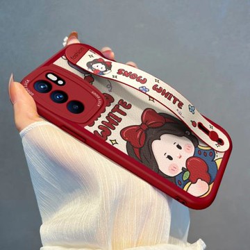 適用OPPOReno6Pro手機殼腕帶白雪公主4新款卡通OPPORenoZ鏡頭全包3保護套2女高級感SE支架元氣版軟硅膠防摔