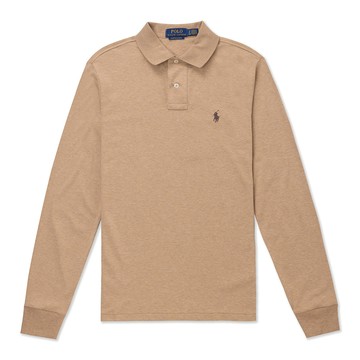 RALPH LAUREN POLO RL 熱銷刺繡小馬長袖Polo衫-泰奶色(PIMA棉)