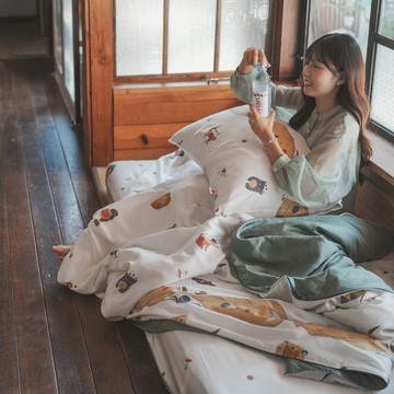 棉床本舖｜插畫聯名x星際喵子 ❱ 100s萊賽爾天絲™-床包 - D1雙人床包組/含枕套