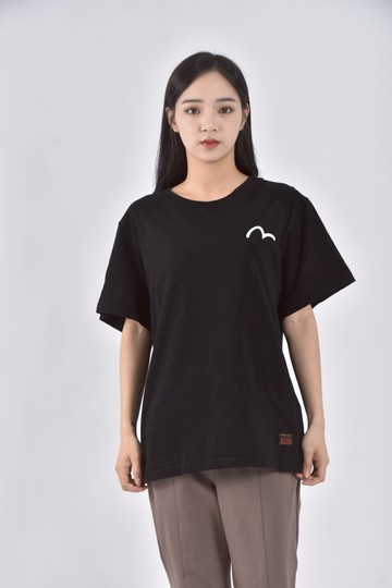 (XL) evisu棉質純棉印花黑色短袖上衣