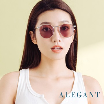 【ALEGANT】質感古著托帕棕銀色圓框偏光墨鏡/UV400太陽眼鏡