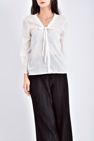 (S) pazzo棉質純棉白色長袖上衣