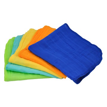 green sprouts 小綠芽 100%有機棉細紗布毛巾 嬰兒洗澡巾方巾手帕 5件組 30cm*30cm  深藍組