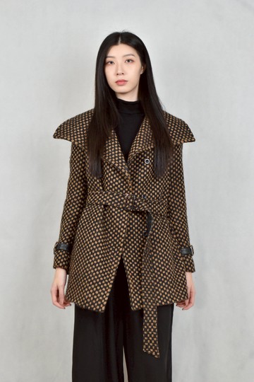 (S) max mara棕色翻領大衣外套